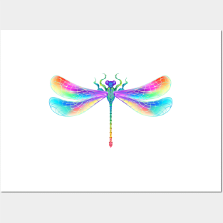 Rainbow symmetrical dragonfly Posters and Art